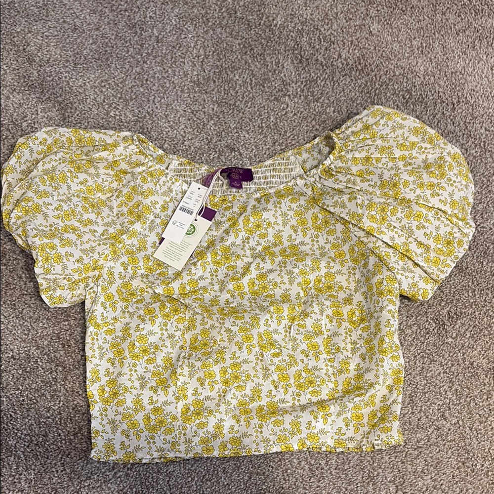 J. Crew Yellow Floral Blouse